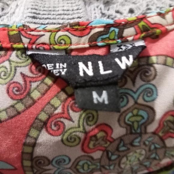 MLW bohemian Neck Tie Vintage Printed Coverup Shift Dress Tunic sz M - Picture 6 of 7